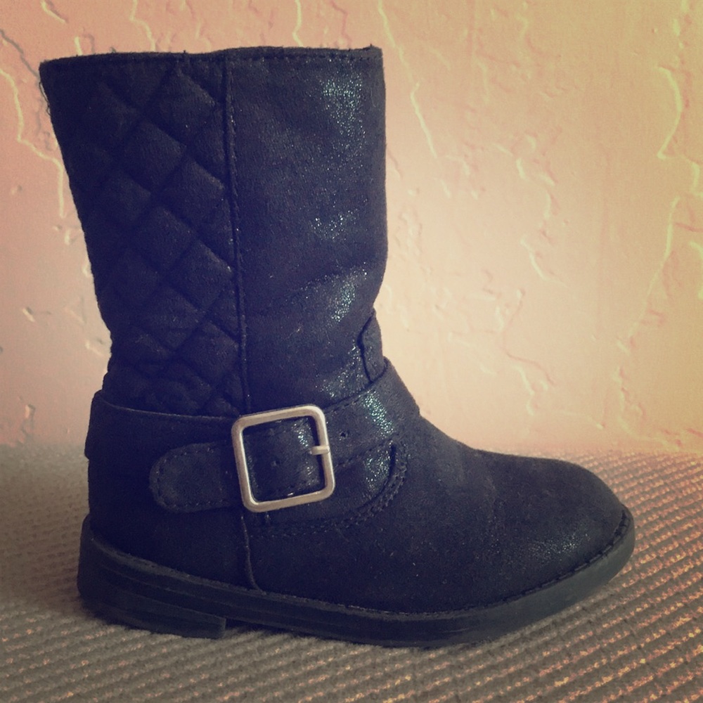 Boots, black/glitter, toddler, size 7, zip inseam